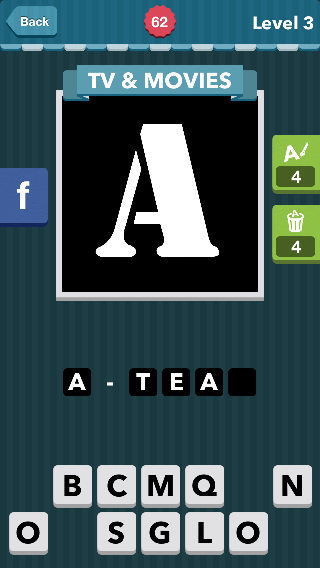 White block letter A.|TV&Movies|icomania answers|icomania che