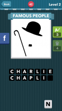 Black top hat with cane.|Famous Peoole|icomania answers|icoma