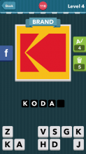 Red rectangle "K" on yellow background.|Brand|icomania answ