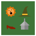 疯狂猜图太阳巫师帽子高跟鞋和小房子_游戏动漫